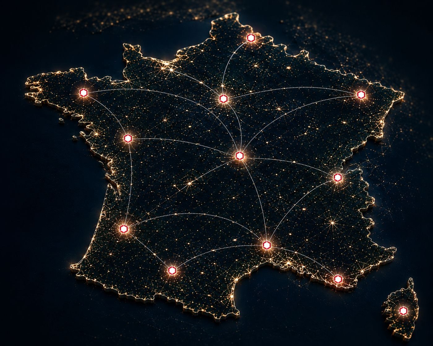 Carte de France des zones d'intervention Perimetra pour la sécurité périmétrique et la vidéosurveillance MetraGarde