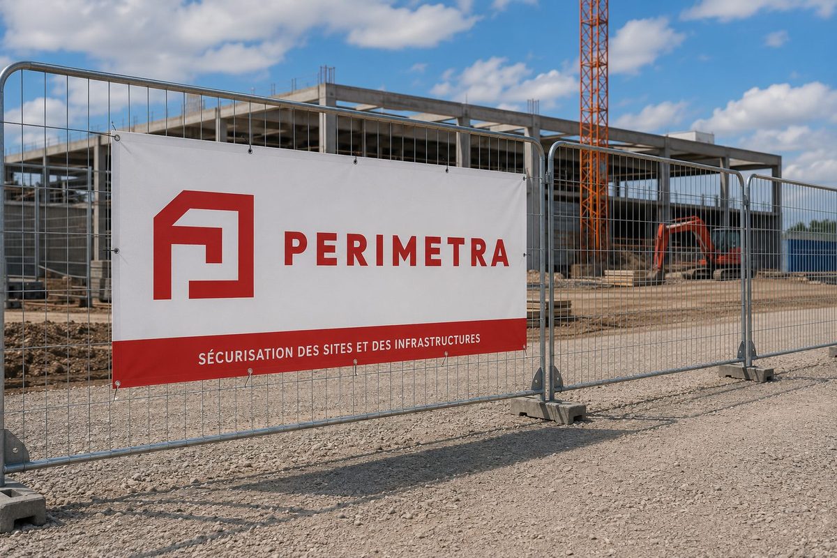 Clôture provisoire de chantier avec banderole Perimetra